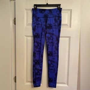 Athleta Leggings, blue & black tie dye print, size Small